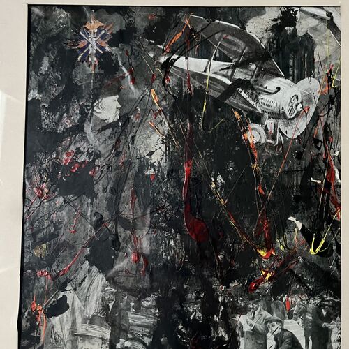 Large Decoupage Anti War Art Work 