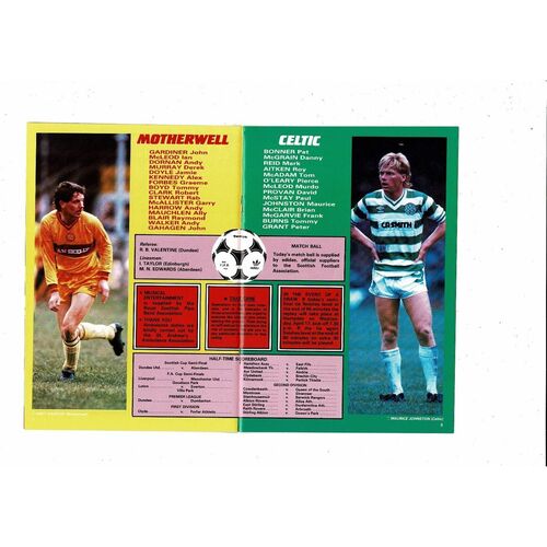 1985 Motherwell v Celtic Scottish Cup Semi Final Football Programme