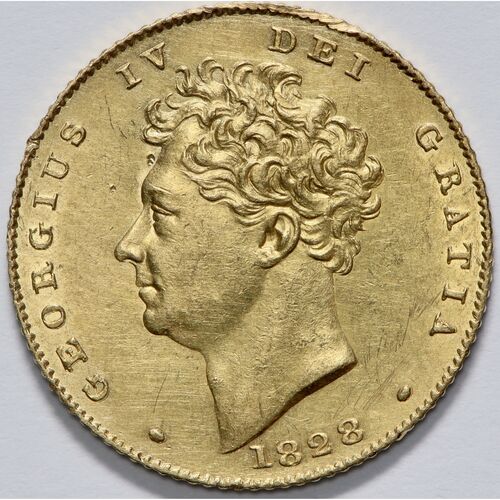 1828 King George 1V half gold sovereign