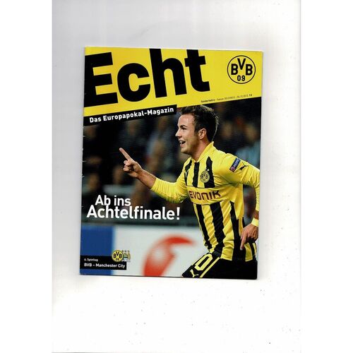 Borussia Dortmund v Manchester City Champions League Football Programme 2012/13