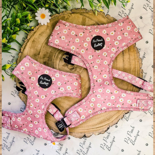 Pet Pooch Pink Daisies Harness X Small