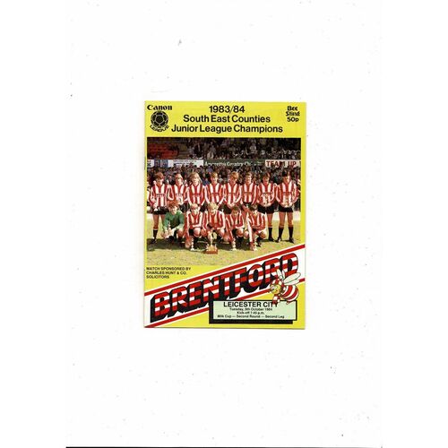 1984/85 Brentford v Leicester City League Cup Football Programme