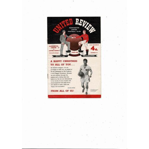 1957/58 Manchester United v Luton Town Football Programme