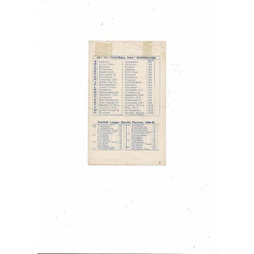 1944/45 Portsmouth v Brentford Football Programme. September 2nd