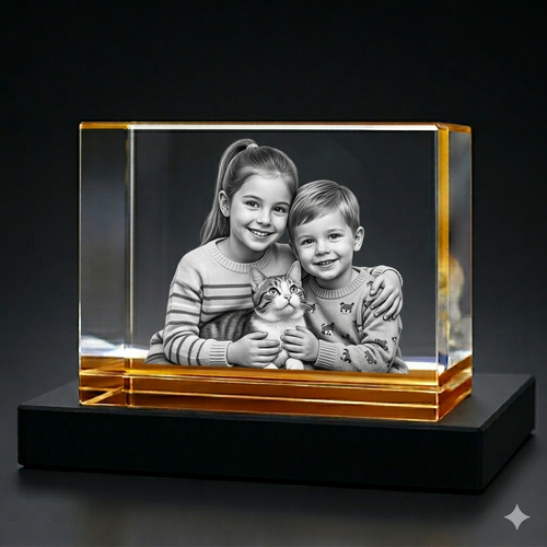 Super Colour Deluxe XXL Honey Amber 3D Crystal Photo Gift