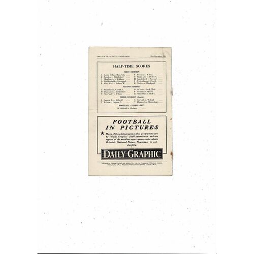 1951/52 Chelsea v Portsmouth Football Programme