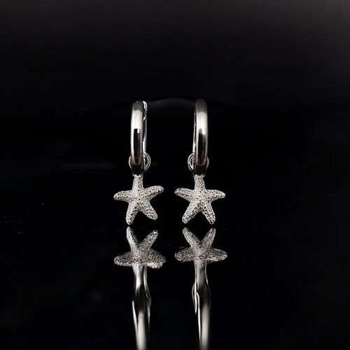 Starfish charm hinged huggie hoops