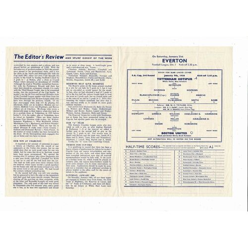 1955/56 Tottenham Hotspur v Boston United FA Cup Football Programme