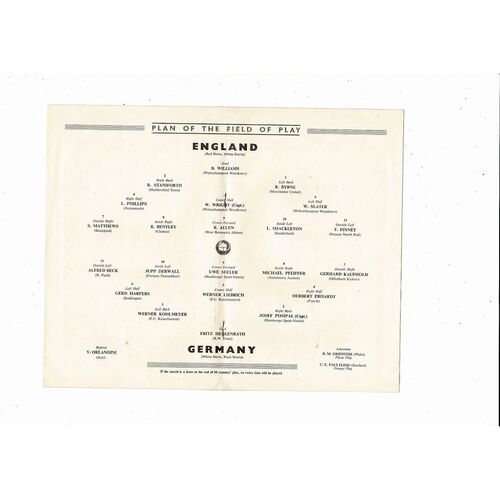 1954 England v Germany Football Programme