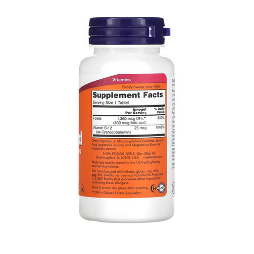 NOW Foods Folic Acid 800mcg - 250 Tablets