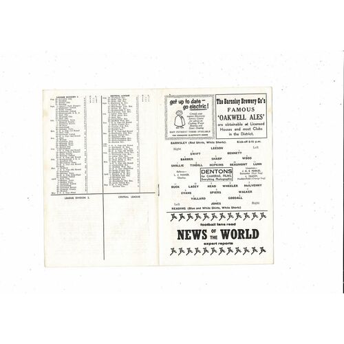 1960/61 Barnsley v Reading Football Programme