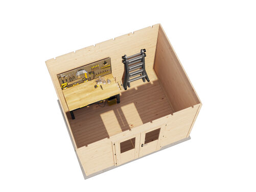 3.0mtr x 2.4mtr 28mm walled Flat Roof Cabin