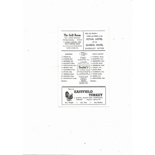 1966/67 Barnsley v Notts County Football Programme