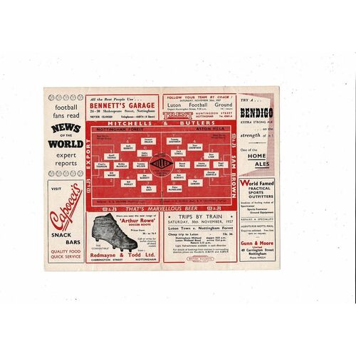 1957/58 Nottingham Forest v Aston Villa Football Programme