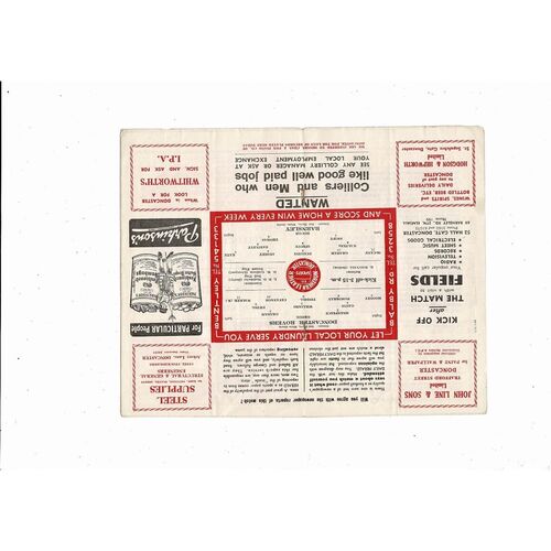 1956/57 Doncaster Rovers v Barnsley Football Programme