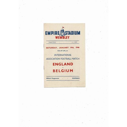 1946 England v Belgium Football Programme