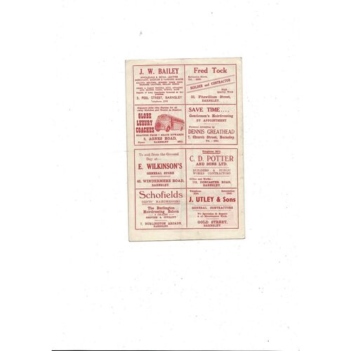 1955/56 Barnsley v Lincoln City Football Programme