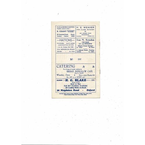 1960/61 Oxford City v Barking Isthmian League Football Programme