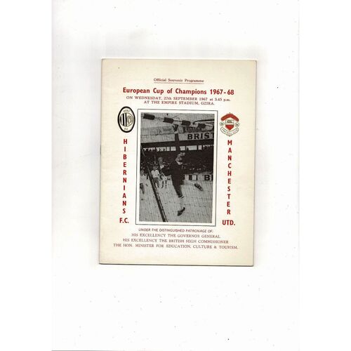 Hibernians Malta v Manchester United European Cup Football Programme 1967/68