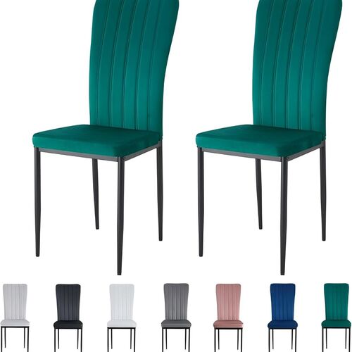 mcc direct Dining Chairs, Velvet High Back Kitchen Chairs with Upholstered Soft Seat and Metal Legs for Home, Office, Dining and Reception - Elle