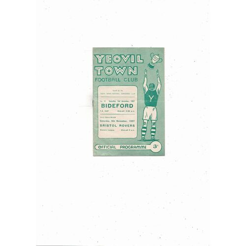 Yeovil Town v Bideford FA Cup Football Programme 1957/58
