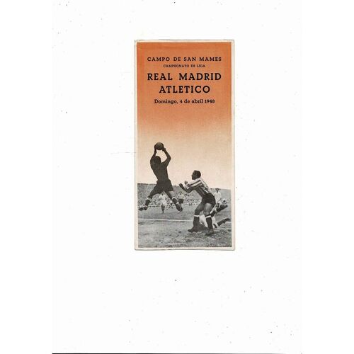 1947/48 Atletico v Real Madrid La Liga Football Programme