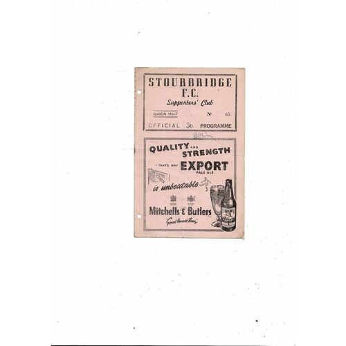 1956/57 Stourbridge v Bedworth Town Football Programme