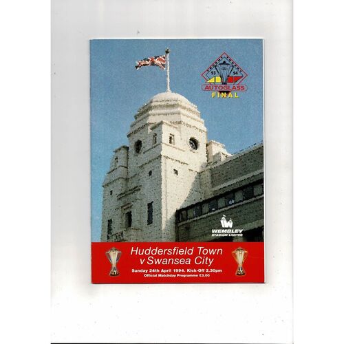 1994 Huddersfield Town v Swansea City Autoglass Trophy Final Football Programme