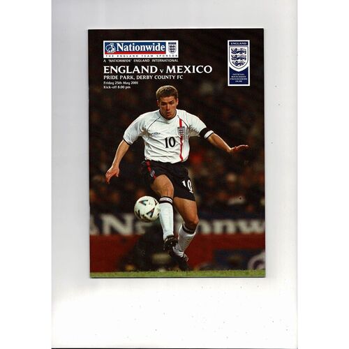 2001 England v Mexico Football Programme @ Derby County