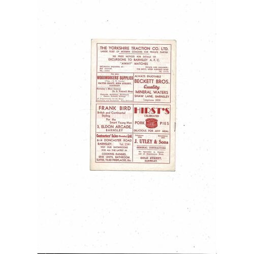 1960/61 Barnsley v Huddersfield Town FA Cup Football Programme