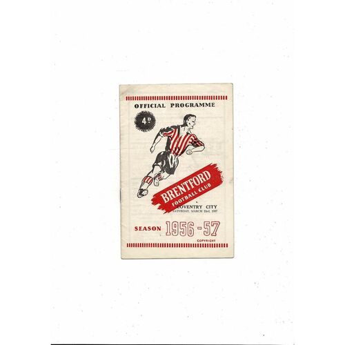 1956/57 Brentford v Coventry City Football Programme