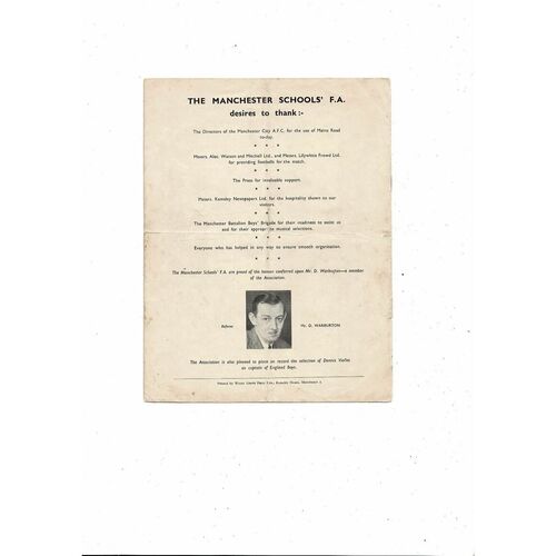 1949 England v Wales Schools International Football Programme @ Manchester City