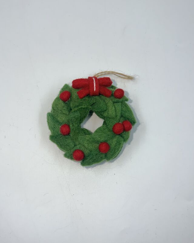 Hand‑Felted Christmas Wreath Ornament