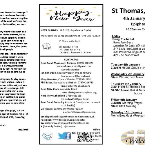 Pew Sheet | The Parish of St Thomas, Exeter