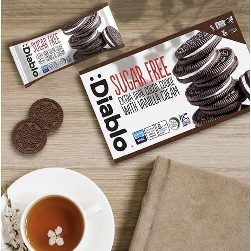 Diablo Sugar Free Sandwich Cookies – Extra Dark Cocoa Cookie with Vanilla Cream 176g