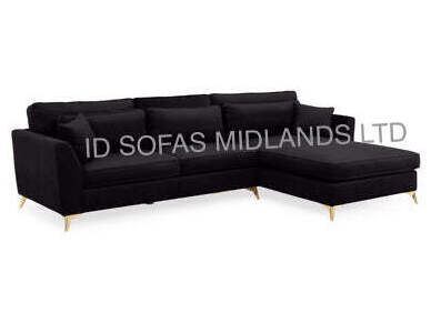 DEVA CHAISE CORNER SOFA IN BLACK PLUSH