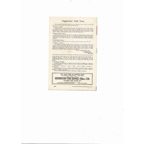 1962/63 Brentford v Stockport County Football Programme