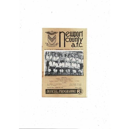 1955/56 Newport County v Southampton Football Programme