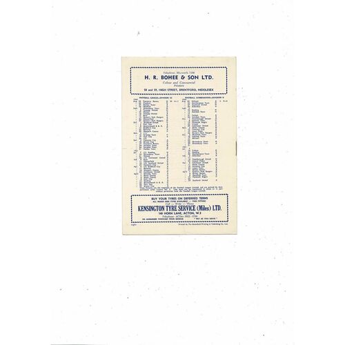 1960/61 Brentford v Watford Football Programme