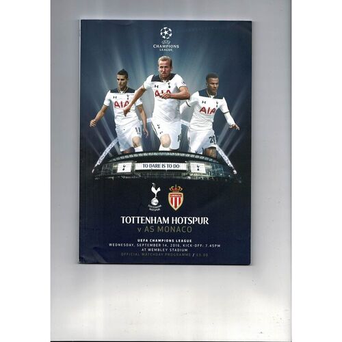 Tottenham Hotspur v AS Monaco Champions League Football Programme 2016/17