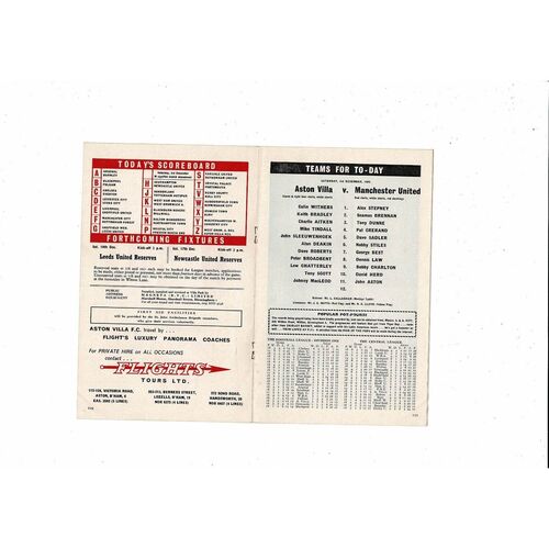 1966/67 Aston Villa v Manchester United Football Programme