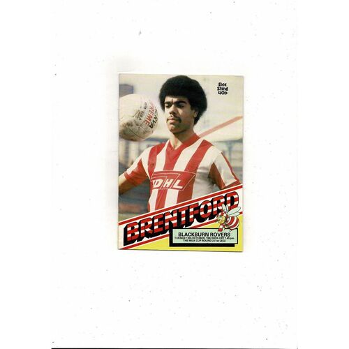 1982/83 Brentford v Blackburn Rovers League Cup Football Programme
