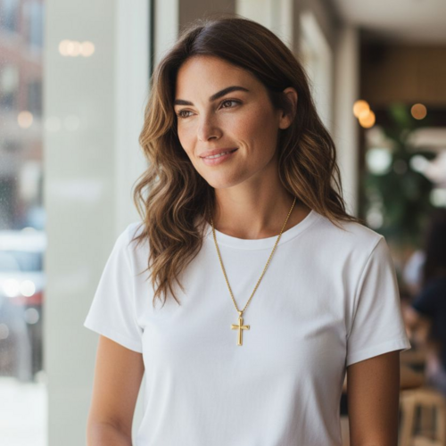 9ct gold formed cross necklace