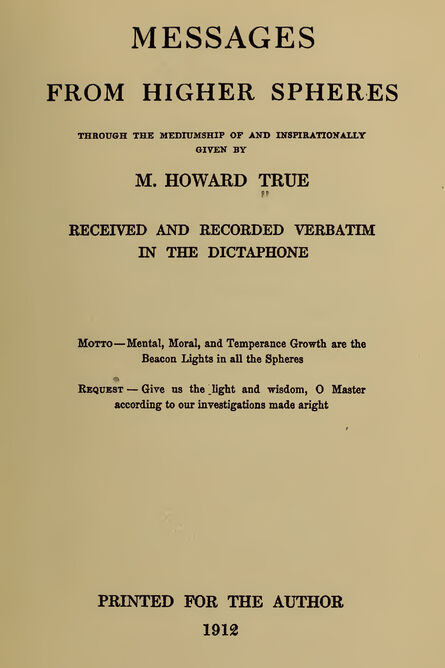 1912 | Messages from Higher Spheres