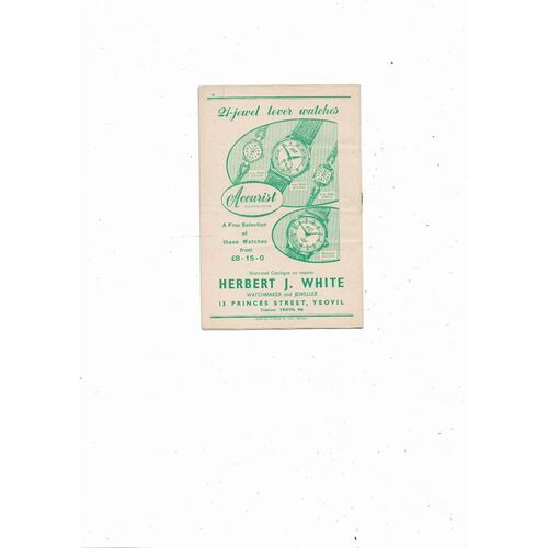 1956/57 Yeovil Town v Merthyr Southern League Football Programme