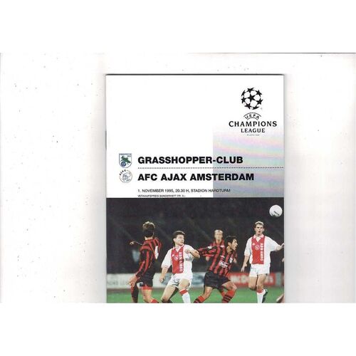 Grasshopper Zurich v Ajax UEFA Champions League Football Programme 1995/96