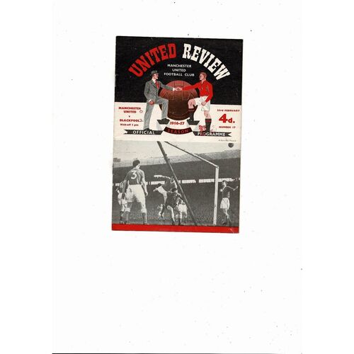 1956/57 Manchester United v Blackpool Football Programme
