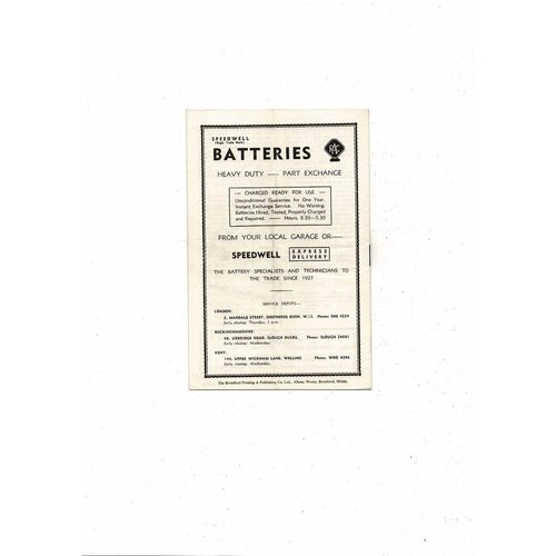 1956/57 Brentford v Bournemouth Football Programme