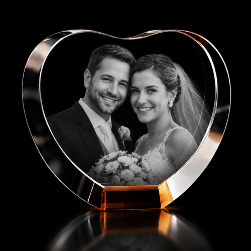 Personalised 3D XXXL Crystal Heart Photo Gift UK – Romantic Laser Engraved Crystal