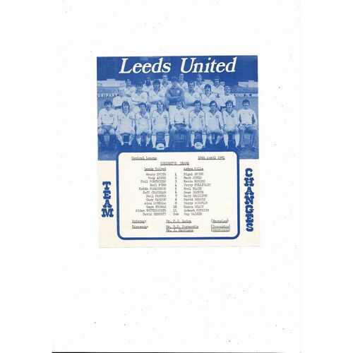 Leeds United v Aston Villa Central League Football Programme 1980/81